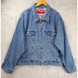 Vtg Wrangler Hero Classic Blue Denim Trucker Jacket Men's Size 3XL Western